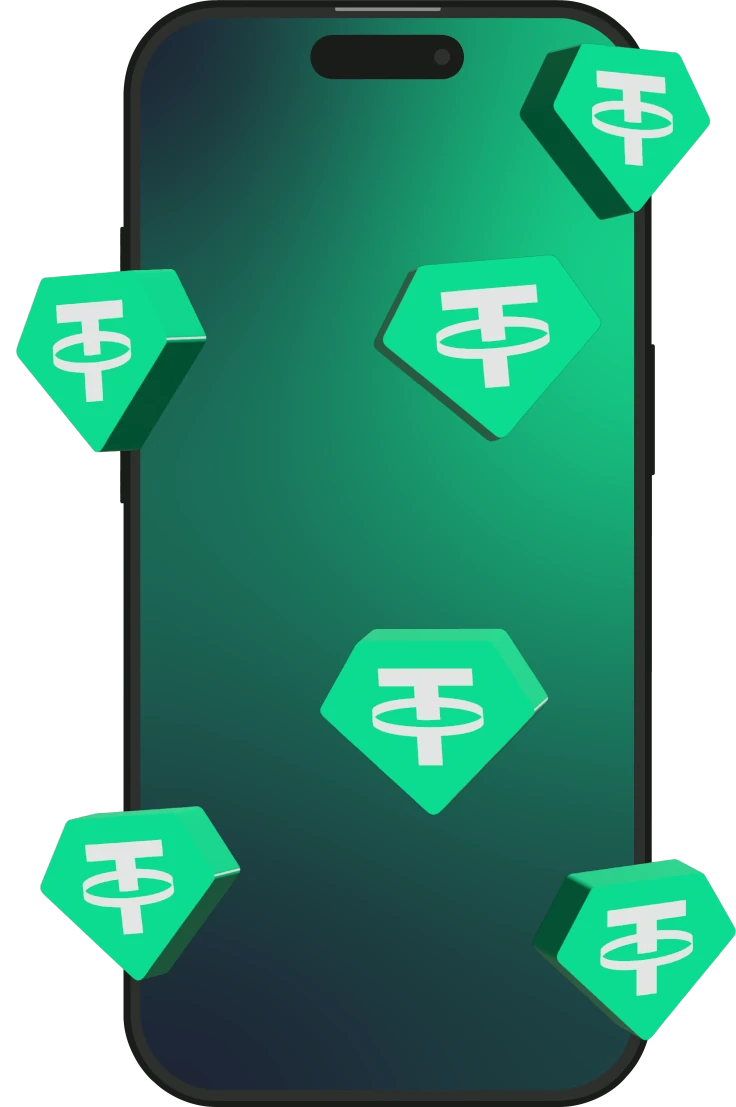 Teléfono con diamantes USDT